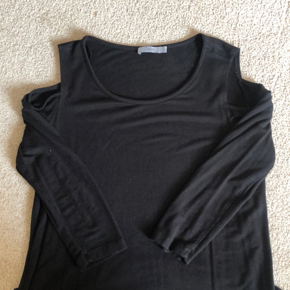 Black cold shoulder dress